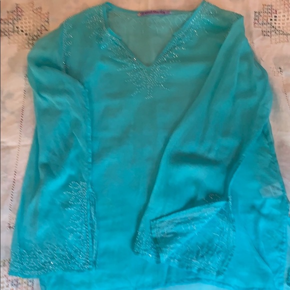 Margaret loves Pete blouse. Hand sewn sequins & bd - Picture 6 of 6